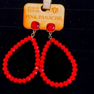 Pink Panache Red Statement Teardrop Earrings With Austrian Crystal NWT